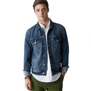 American Eagle Blue Cotton Distressed Denim Jean Trucker Jacket Men's Size SP‎